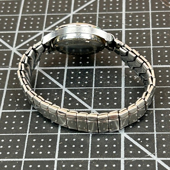 Vintage Buren Watch Silver Tone Cream Dial Arabic Numerals Expansion Band Tested main image 6